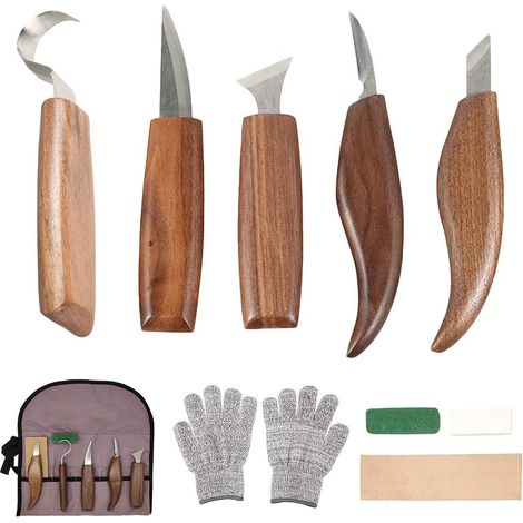 10 Stück Holz-schnitzwerkzeuge Aus Kohlenstoffstahl, Set Mit Hakenmesser Und Schnitzmesser, Professionelle Holzschnitzwerkzeuge Für Die Holzbearbeitung