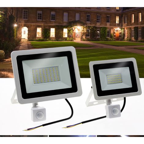 1er Set Led-außenstrahler 10w Mit Bewegungsmelder 3000k, Ip66 Wasserdichter Led-sicherheitsstrahler Für Außen – Weißes Gehäuse