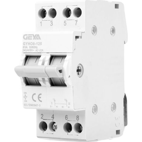 Einphasiger Quellenumkehrschalter 2p 63a, Dualer Ac-240v-netzumschalter, Kleiner Manueller Umschalter, Trennschalter Für 35-mm-hutschienenmontage