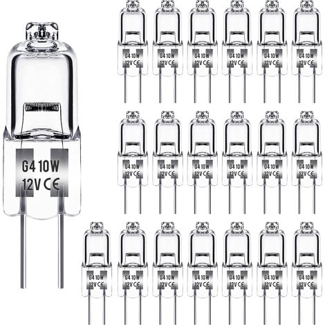 Halogenlampe G4 12v 10w, G4-lampe, Dimmbare Halogen-g4-lampe, 2800k Warmweiß, Kein Flackern, Transparente G4-bipin-kapselbasis Für Kristallleuchten, 20 Stück