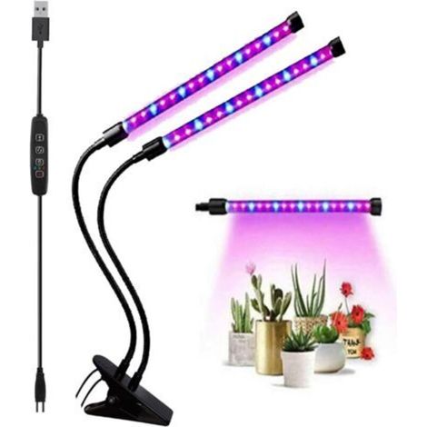 Led-wachstumslampe Für Pflanzen - 5 V, Rotes Und Blaues Licht, Usb, Doppelkopf - Ideal Als Zusatzbeleuchtung Für Pflanzen