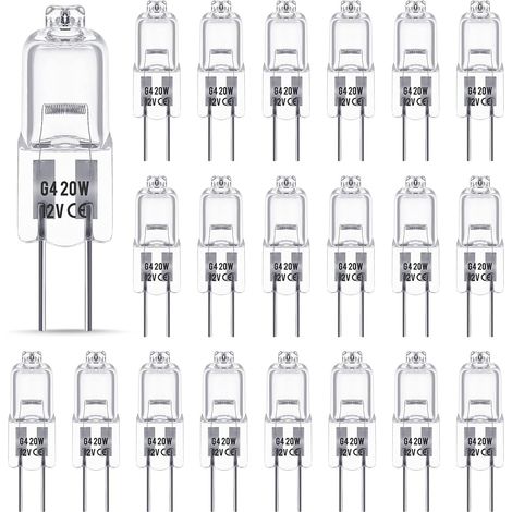 Halogenlampe G4 12v 20w, G4-lampe, Dimmbare Halogen-g4-lampe, 2800k Warmweiß, Kein Flackern, Transparente G4-bipin-kapselbasis Für Kristallleuchter, 20 Stück