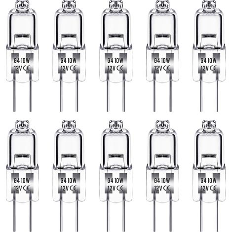 Halogenlampe G4, G4 Lampe 12v 10w, Warmweiß 3000k, 150lm, Dimmbar, Halogen-g4-lampe, Transparente Kapsellampe, 10er-pack