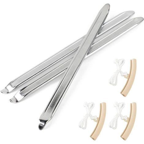 3 Stück Demonte-reifenheber 25 Cm, Manganstahl-reifenhebel Mit 3 Felgenschonern, Reparaturwerkzeug, Reifenabzieher, Pneumatisches Werkzeug, Manueller Hebel Für Motorrad, Auto, Roller Und Fahrrad