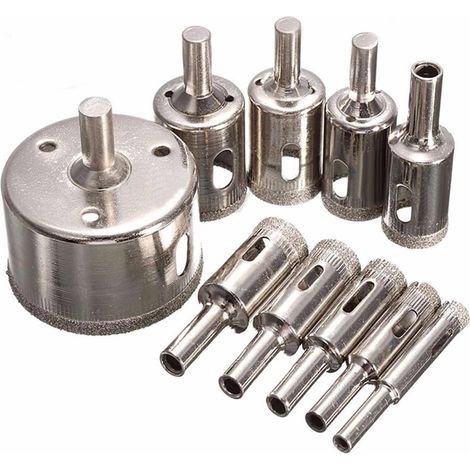 Diamant-lochsäge-set Zum Schneiden Von Glas, Fliesen, Keramik Und Marmor (8 Mm, 10 Mm, 12 Mm, 14 Mm, 16 Mm, 18 Mm, 20 Mm, 22 Mm, 26 Mm, 50 Mm)
