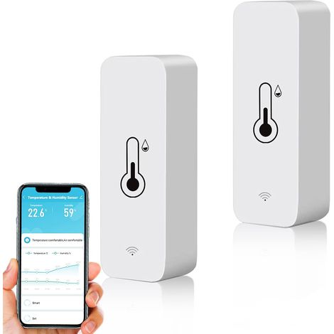 2er-pack Wifi Smart Thermometer, Mini Digitaler Temperatur- Und Feuchtigkeitssensor Für Innenräume, Umgebungs-temperatur- Und Luftfeuchtigkeitssensor Für Keller Und Gewächshaus, Kompatibel Mit Alexa &
