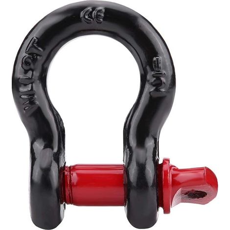 Schäkel Mit D-ring In Schwarz Und Rot, Tragfähigkeit 4,75 T / 10.000 Lbs – 8 T / 17.000 Lbs, Stahl + Verzinkt, Für Abschleppwagen Und Fahrzeugbergung