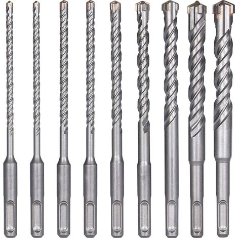 Betonbohrer, 9 Stück (5 Mm 16 X 160 Mm) Fliesenbohrer, Sds-plus Elektrobohrer Für Schlagbohrmaschine, Kreuzbohrer Für Beton, Ziegel, Stein, Naturstein, Metall