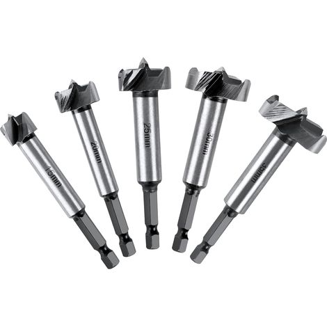 Holzfräser-set, 5-teiliges Set Aus Hss-holzfräsern Mit Verstellbarer Hexagonaler Aufnahme Und Hartmetall-einsatz Für Massivholz, Kork, Sperrholz (15, 20, 25, 30, 35 Mm)