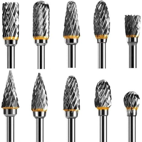 Satz Rotierender Fräser Aus Hartmetall, Doppelschneidig, 10 Stück, Schaft 1/8“, Für Drehwerkzeug Zum Basteln, Holzschnitzen, Metallpolieren Und Gravieren