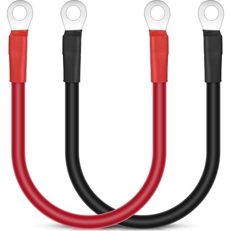 Batteriekabel, 2 Stück 30 Cm 5awg 16mm² 12v Wechselrichter-batteriekabel Mit M8-ringanschluss, Kupferkabel Für Auto, Motorrad, Wohnmobil, Marine Und Solaranlagen