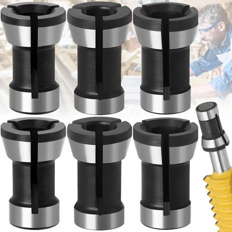 6-teiliges Spannzangenfutter-set, Spannzangenfutter-adapter, Spannzangenfutterkopf-adapter, Spannfutter Für Oberfräse, Spannzangenadapter 6mm/6,35mm/8mm