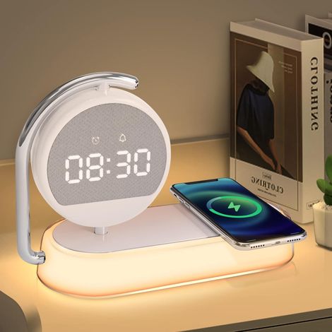 Led-weckerlampe, Nachttischlampe Mit 15w Wireless-ladestation, Taktbare Nachtlicht Mit 3 Stufen Sanftes Licht Für Erwachsene Und Kinder, Festliche Geschenke.