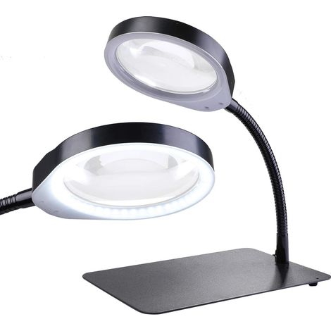 Lampe Loupe, 10-fache Vergrößerung Tischlupe Mit Tageslicht, Flexible Bürolupe Für Arbeiten, Reparaturen, Uhren, Kosmetologie (schwarz, 10x)