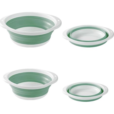Bassine Einziehbar, 2 Stück 2 Größen Zusammenklappbare Bassine, Faltbare Spülschüssel Für Outdoor-aktivitäten, Reisen, Camping, Küchenspüle (grün Weiß)