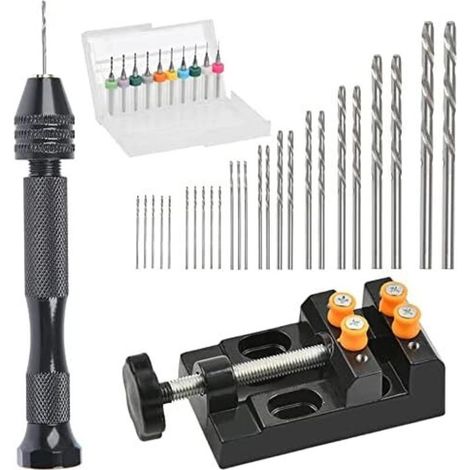 37-teiliges Set Mit Mini-handbohrern, Präzisions-spannfutter Und Bohrmaschinen-ständer-schraubstock, Pcb-bohrer Von 0,3 Bis 1,2 Mm