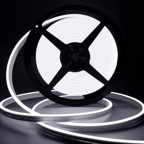 Ruban Led 10 M, 24 V 6000 K Neon Weiß Dimmbar Led-streifen Leuchtend, Ip65 Wasserdicht Silikon Zuschneidbar Flexibel Neon Licht Für Schlafzimmer, Küche, Dekoration