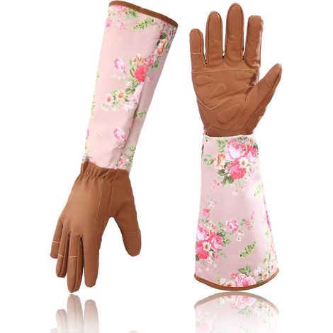 Gartenarbeit Rosen Lederhandschuhe Für Damen, Verlängerte Profi-handschuhe, Rosafarbene Garten- Und Beschneidungshandschuhe, Geschenk Für Mutter Und Großmutter (braun)