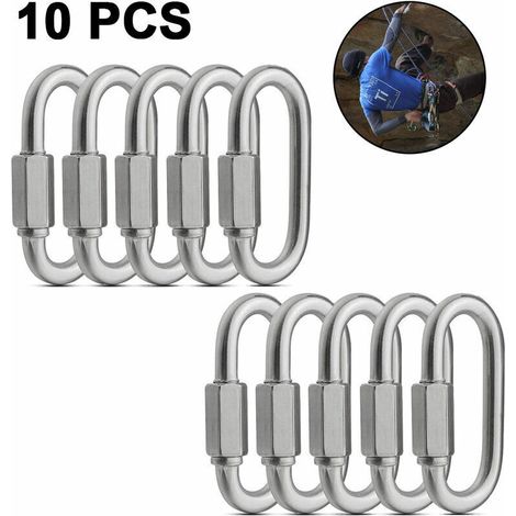 10er-pack M6 Gewinde-schnellverbinder Aus Edelstahl 304, Tragkraft 280 Kg, Ovale D-karabiner Mit Schraubverschluss, Robust Für Innen- Und Außenbereich, Camping Und Wandern