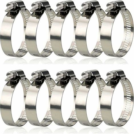 Schlauchklemmen, 10 Stück Verstellbare Schlauchschellen 27-51 Mm, 304 Edelstahl Schlauchschellen