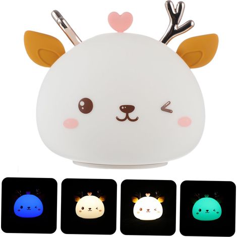 Led-nachtlicht Hirsch - 7 Farben - Weiches Silikon - Nachttischlampe - Lichtgeschenk - Kinderzimmer (usb-aufladbar)