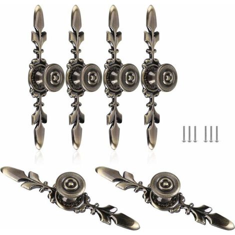 6er-set Vintage-schubladengriffe Aus Zinklegierung, Antike Zuggriffe, Möbelknöpfe Für Schubladen, Schränke Und Kleiderschränke Mit Schrauben Zur Dekoration Von Schubladen, Kommoden Usw.