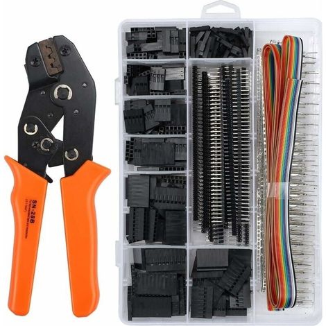 Dupont Crimpzange-set Mit 1550 Stück Dupont-steckern, Männlich/weiblich, Modulare Isolierte Ratschen-crimpzange, 2,54 Mm / 3,96 Mm, 28-18 Awg / 0,25-1,5 Mm² - Liaiki
