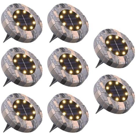 8er-set Solarleuchten Für Außen, 8 Led, 100 Lm, Ip65 Wasserdicht, Solargartenleuchte Für Wege, Einfahrten, Höfe Usw., Warmweiß