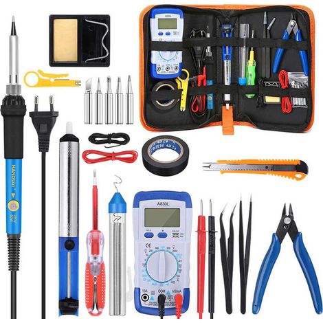 Tragbare Lötkolben Mit Einstellbarer Temperatur, Multimeter-set, Weiß, 220v Eu, 60w