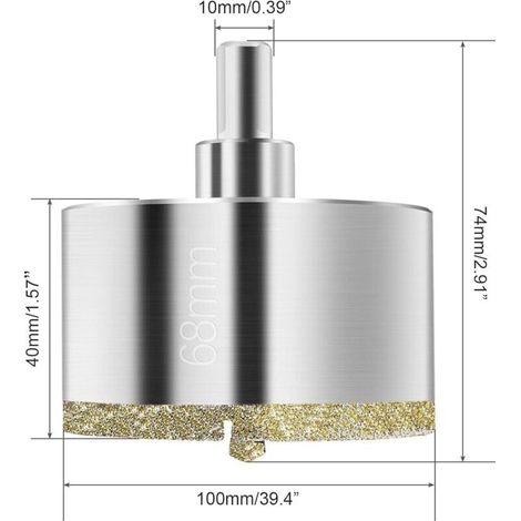 Scie Cloche Diamant 68 Mm, Diamantbohrer Mit Zentrierendem Führungsbohrer, Diamant-lochsäge Für Fliesen Mit Diamantbeschichteter Oberfläche Zum Schneiden Von Glas, Fliesen, Keramik, Marmor Und Kalkste