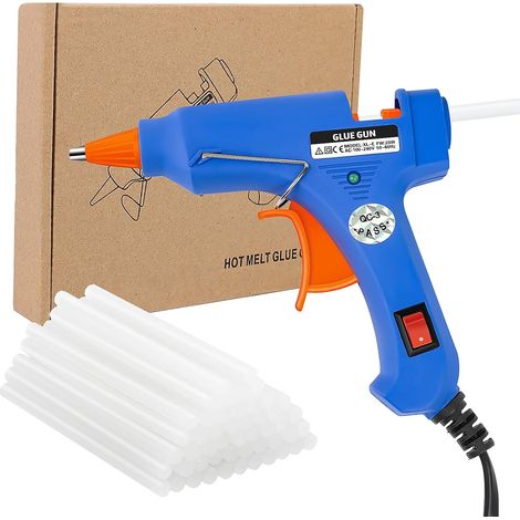 Heißklebepistole, Feuerhemmend, Mit 30 Heißklebesticks, Mini-heißklebepistole Für Schule, Basteln, Kunst Oder Schnelle Reparaturen Zu Hause, 20 W (blau)