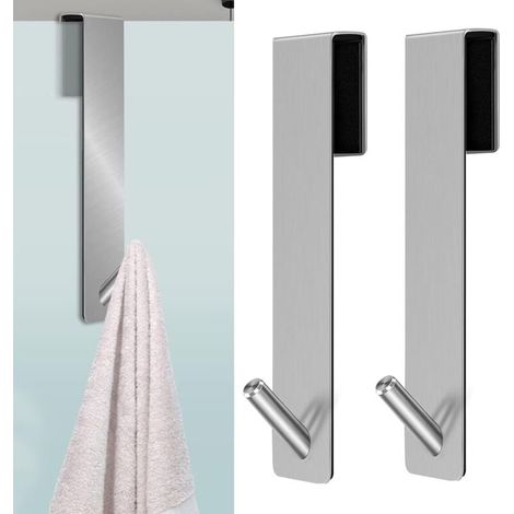 2 Stück Duschschrank-haken, Handtuchhaken Mit Schaumstoffpolsterung, Türhaken Für Duschkabinen, Glastrennwand (silber)