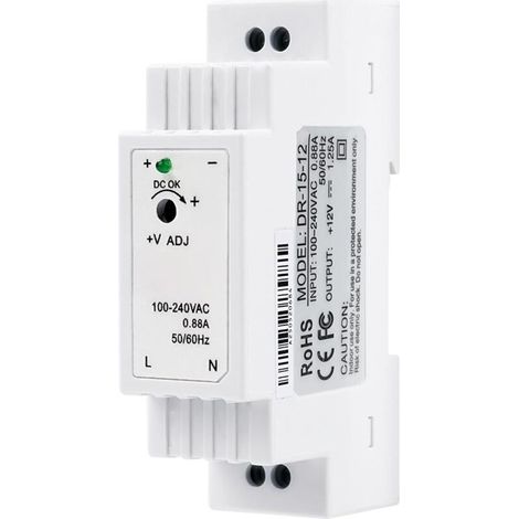 12v Netzteil Für Hutschiene, 15w 1,25a Transformator Auf Din-schiene, Eingang Ac100v–240v, Ausgang Dc12v, Schaltnetzteil Für Industrielle Automatisierung Dr-15-12