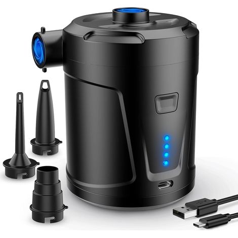 Elektrische Luftpumpe, Wiederaufladbarer 5000-mah-akku, Schnellluftpumpe Für Aufblasbare Matratzen Mit 3 Luftdüsen, Geeignet Für Schlauchboote Und Luftmatratzen