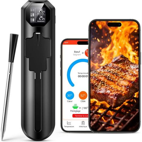 Kabelloses Küchenthermometer, Kochthermometer Mit App Und Doppelsensor, 150 M Bluetooth-fleischthermometer, Typ-c-ladung, Küchenthermometer Für Bbq, Grill, Räucherofen, Backofen, Sous-vide