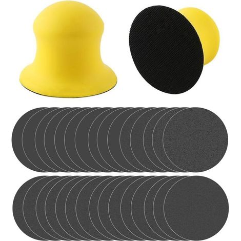 2er-set Hand-schleifblock 5 Zoll Für Beton, Jesmonit & Terrazzo, Nass-/trockenschleifklotz Mit Schleifpapier 100/400/1000 Körnung, Kompatibel Mit Haken-schleifmaschine & Schleifen, Handwerkliches Poli