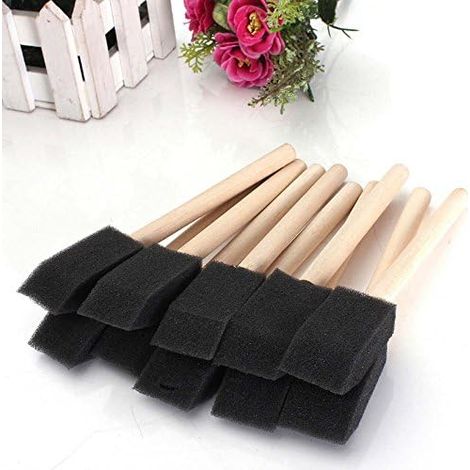 20 Stück 1-zoll-schwamm-pinsel Mit Holzgriff Für Malerei, Zeichnen Und Finish