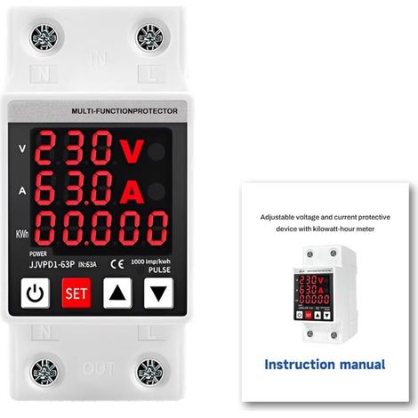 Spannungsschutz 63a Ac230v Spannungsstabilisator Überspannungsschutz Automatische Led-anzeige Einstellbare Überspannungs- Und Überstromschutzgeräte Jjvpd1-63
