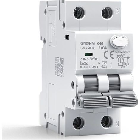 Fi-schutzschalter 30ma 40a 1p+n Typ A Rcbo 6ka Ls-schalter Ac230v Schutz Gegen Überlast Und Kurzschluss Gyr9nm