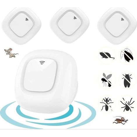 Ultraschall-mückenschutz, Elektronischer Mückenvertreiber Für Innenräume, Vertreibt Mücken, Ratten, Spinnen, Kakerlaken, Fliegen Und Andere Schädlinge, 4er-pack