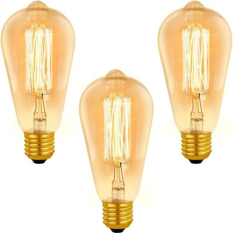 E27 Vintage St64 Glühbirne, Dimmbar, 40w, Warmweiß 2200k, 400lm, Ac 220v, Retro E27 Edison-glühlampe, E27 Vintage-filamentlampe Für Dekorative Beleuchtung, 3er-pack