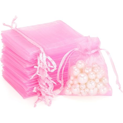100 Stück (3040 Cm) Rosa Organza-geschenkbeutel, Schmuckbeutel, Lavendelbeutel, Geeignet Für Geschenke Wie Schmuck, Süßigkeiten, Hochzeit