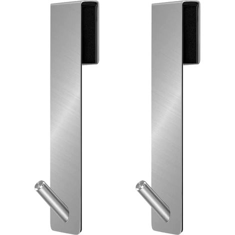2er-set Duschtürhaken Aus Edelstahl, Ohne Bohren, Zum Aufhängen Von Handtüchern An Einer Rahmenlosen Duschtür (17,8 Cm, Silber)