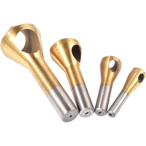 4-teiliger Monoblock-fräser Aus Hochgeschwindigkeitsstahl, Einstellbarer Entgratbohrer Für Metall, 90-grad-winkel, Runder Schaft 6/8/10/12 Mm, Durchmesser 2-5, 5-10, 10-15, 15-20 Mm (gold)