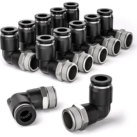 12 Stück 6 Mm Außendurchmesser X 1/8" Bsp Außengewinde 90-grad-winkel Schnellverschluss-luftanschluss, Pl6-01 Luftleitungskupplung