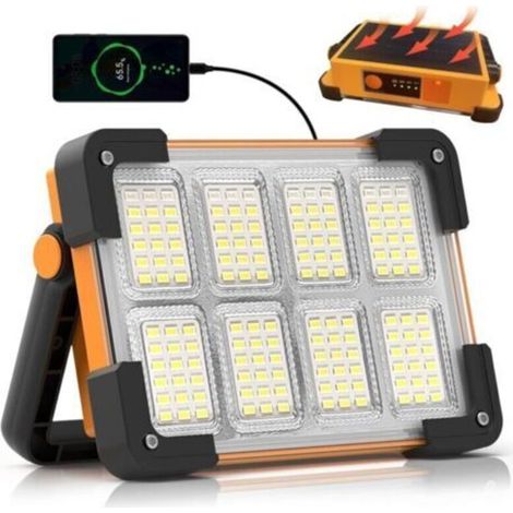 100w Wiederaufladbarer Led-strahler, Tragbarer Solarer Und Batteriebetriebener Led-baustrahler, 4 Modi, 5400mah Arbeitslampe Für Camping, Baustelle, Garage, Werkstatt [energieeffizienzklasse E]