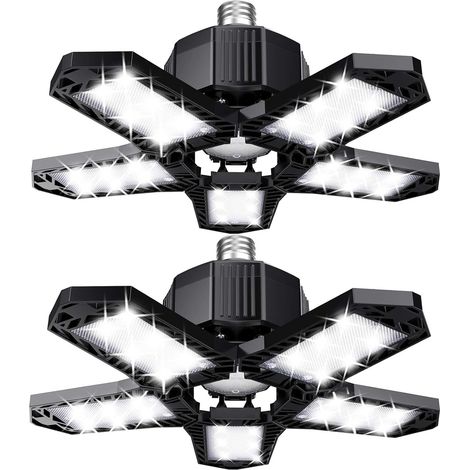 Set Aus Led-garagenleuchten - 120 W - 12000 Lm - Werkstattlampe - Verformbare Deckenleuchten - E26/e27-panels - 2 Lampen