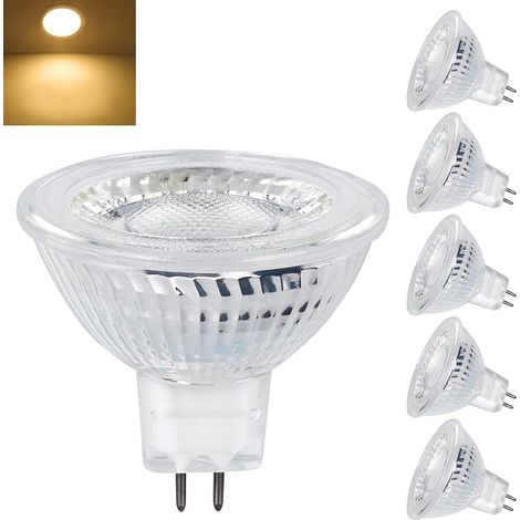 Led-gu5.3-mr16-lampen, 12v, 5w Entspricht 40w Halogenlampe, Warmweiß 2700k, 350lm, Led-spotlampen 12v, Reflektorlampe Mit Breitem Abstrahlwinkel 120°, Nicht Dimmbar, 6er-pack [energieeffizienzklasse E