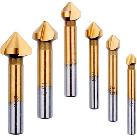 Konischer Fräser Für Metall Und Holz, Titan-beschichteter Hss-ansenker 90 Grad, 6,3 Mm, 8,3 Mm, 10,4 Mm, 12,4 Mm, 16,5 Mm, 20,5 Mm