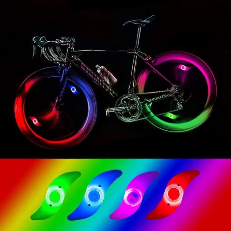 4 X Led-fahrradradlicht, Wasserdichte Led-radbeleuchtung Mit 3 Blinkmodi, Led-radlampe Für Erwachsene Und Kinder - Farbe